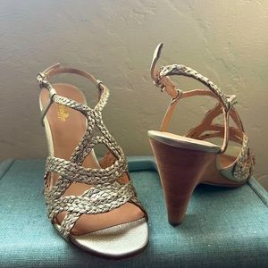 Belle by Sigerson Morrison Metallic Strappy Wedge Sandals